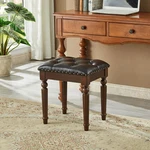 Elegant Dark Brown Vanity Bench Stool With Microfiber Cushion And Wood Legs New. Price: $166.99.