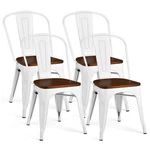 Costway Set Of 4 Tolix Style Metal Dining Chair Wood Seat Stackable Bistro Cafe New. Price: $149.99.