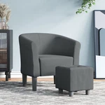 Tub Chair With Footstool Dark Gray Fabric New. Price: $215.40.