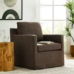 Serene Fabric Slipcovered Swivel Armchair In Mocha New. Price: $495.75.