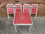 50 Abc Children Red Metal Folding Table & 4 Chairs F.c. Castelli Co. Complete Used. Price: $150.00.
