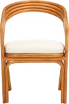 Tropical Rattan & White Linen Dining Chair - Fully Assembled Elegance New. Price: $439.99.