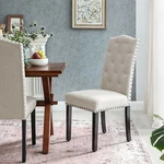 Songmics Set Of 2 Dining Chairs With High Back, Tufted Design Beige OS173 New. Price: $181.99.