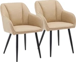 Clipop Dining Chairs 2-PIECE Set With Armrests Faux Leather Beige Brand. Price: $205.95.