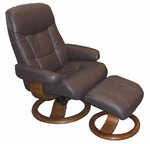 Fjords Muldal Small Recliner Comfort Chair - Havana Leather Walnut Wood Stain New. Price: $1745.00.