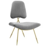 Modway Ponder Performance Velvet Lounge Chair In Gray And Gold New. Price: $252.51.