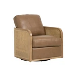 Divani Casa Danson - Modern Tan Leather + Wicker Swivel Accent Chair New. Price: $1314.16.