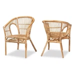 Baxton Studio Alleta Modern Natural Brown Rattan 2-PIECE Dining Chair Set New. Price: $244.70.