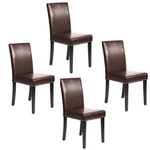 Set Of 4 Brown Leather Contemporary Elegant Design Dining Chairs Home Kitchen New. Price: $159.99.