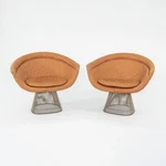 1960S Warren Platner For Knoll Lounge Chairs Nickel Orange Fabric 4X Available Used. Price: $4250.00.