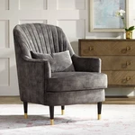 55 Downing Street Austen 28" Wide Tufted Charcoal Gray Velvet Armchair New. Price: $599.99.