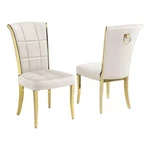Best Quality Furniture 38" Velvet & Chrome Side Chair In Cream/gold (set Of 2) New. Price: $402.16.