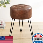 Lue Bona Reddish Brown Vanity Stool Chair For Makeup Room, Tufted Faux Leather New. Price: $73.74.