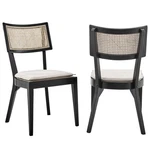 Modway Caledonia Rattan Elm Wood Fabric Dining Chairs Set Of 2 New. Price: $322.80.