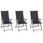 Vidaxl Garden Chair Set Of 3 Grey Wash Solid Acacia Wood Standard New. Price: $342.84.