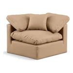 Bowery Hill Modern / Contemporary Vegan Leather Corner Chair In Tan New. Price: $732.51.