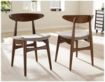 Baxton Studio Flora Gray Fabric Oak Dining Chair Set 2 New. Price: $308.00.