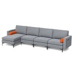 Modular L-shaped Sectional Sofa Couch W/ 3-HOLE Socket & Fixing Knobs Ash Grey New. Price: $349.99.