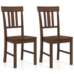 Rubber Wood Dining Chairs Set Of 2 With High Slat Backrests-brown Color: Dark New. Price: $141.15.