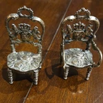 Sterling Silver Miniature Repousse Victorian Chairs Set Of 2. Price: $140.00.