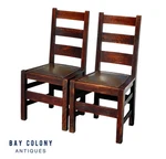 Pair Of Antique Stickley Brothers Quaint Furniture Oak Chairs Used. Price: $1875.00.