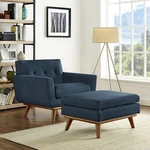 Modway 2PC Mid-century Modern Upholstered Armchair And Ottoman Set In Azure New. Price: $907.50.