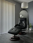 Benchmaster Leather Recliner & Ottoman -modern Retro Furniture New. Price: $300.00.