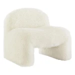 Maklaine Faux Fur White Accent Chair Rounded Fully Assembled New. Price: $485.92.