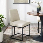 Modway Amplify Upholstered Fabric Sled Base Dining Chair Black Beige New. Price: $167.75.