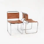 1970S Pair Nicos Zographos CH66 Brown Leather Chairs For General Fireproofing Used. Price: $2500.00.