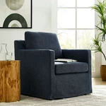 Serene Fabric Slipcovered Swivel Armchair In Slate Blue New. Price: $495.75.