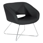 Lounge Chair In Black Faux Leather With Chrome Base New. Price: $425.99.