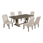 Best Quality Furniture Rustic Brown-gray Wood Dining Set With Beige Linen Chairs New. Price: $1671.45.