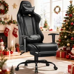 Gtracing Gaming Chair Pu Leather With Footrest & Adjustable Headrest, Black New. Price: $187.99.