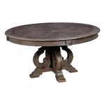 Benjara Solid Wood Round Dining Table With Pedestal Base- Rustic Brown New. Price: $975.99.