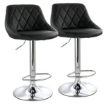 Elama 2 Piece Diamond Stitched Faux Leather Bar Stool In Black Chrome Base & New. Price: $211.32.