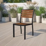 Flash Outdoor Stackable Side Chair/faux Teak Poly Slats, XU-DG-HW6036-GG New. Price: $174.99.