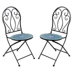 Sunnydaze Mosaic Tile Folding Bistro Chairs With Iron Frame - Set Of 2 Open. Price: $208.85.