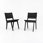 2021 Pair Of Knoll Risom Side Chairs W/ Ebonized Maple Wood Frame, Model 666C-WB Used. Price: $1250.00.