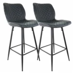 Elama 2 Piece Diamond Stitched Faux Leather Bar Chair In Black With Metal Legs New. Price: $192.88.
