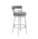 Armen Living Madrid 26 Counter Height Swivel Gray Faux Leather Steel Bar Stool Open. Price: $180.00.