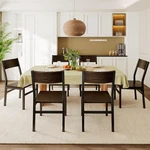 Set Of 6 Modern Dining Chairs With Ergonomic Backrest And Metal Legs, Espresso New. Price: $316.99.