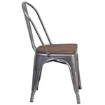 Flash Furniture Clear Coated Metal Stackable Chair With Wood Seat New. Price: $162.59.