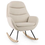 Upholstered Rocking Chair W/padded Backrest & Seat Rubber Wood Feet Metal Frame New. Price: $125.99.
