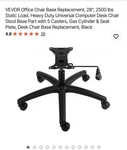 Vevor 28" Heavy Duty Universal Chair Base Replacement Black W/casters New In Box. Price: $40.00.