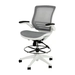 Flash Mid-back Gray Mesh Drafting Chair/white Frame And Flip-up Arms New. Price: $309.99.