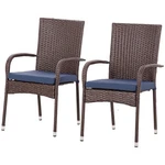 Outsunny Outdoor Patio Wicker Dining Chairs With Cushion, Blue, Refurbished Excellent. Price: $95.00.