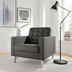 Modway Loft Tufted Vegan Leather Upholstered Living Room Armchair Silver Gray New. Price: $445.50.