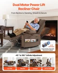 Large Dual Motor Power Lift Recliner Heat Massage Velvet Brown New. Price: $742.99.
