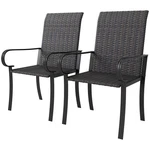 Outsunny 2 Set Armrests Outdoor Wicker Dining Chairs, Brown Used. Price: $77.00.